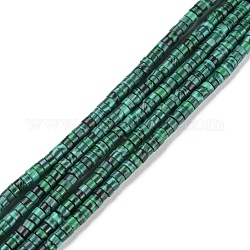 Chapelets de perles en malachite synthétique, perles heishi, Plat rond / disque, perles heishi, 4.5x2mm, Trou: 1mm, Environ 170 pcs/chapelet, 15.35'' (39 cm)