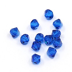 Austrian Crystal Beads, 5301 5mm, Bicone, Capri Blue, Size: about 5mm long, 5mm wide, Hole: 1mm