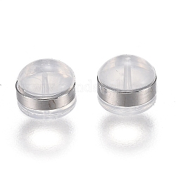 Messingringe Silikonohrmuttern, Ohrring Rücken, Silber, 5.7x5.7x4.5 mm, Bohrung: 1 mm