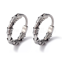 316 Stainless Steel Thorns Hoop Earrings for Men Women, Antique Silver, 15x15x3mm, Pin: 1mm