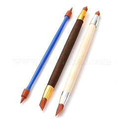 Penne in gomma a doppia testa, strumenti di scultura strumenti di ceramica strumenti di argilla fai da te, colore misto, 16.5~17.2x0.7~1.05cm, 3 pc / set