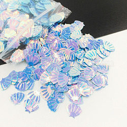 Shell pvc uñas arte brillo lentejuelas, decoraciones de manicura, relleno de resina uv, para la fabricación de joyas de limo de resina epoxi, luz azul cielo, 7mm