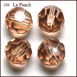 Imitation Austrian Crystal Beads, Grade AAA, Faceted(32 Facets), Round, PeachPuff, 4mm, Hole: 0.7~0.9mm
