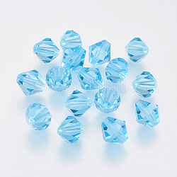Imitazione branelli di cristallo austriaco, grado aaa, sfaccettato, bicono, cielo blu profondo, 8x8mm, Foro: 0.9~1 mm