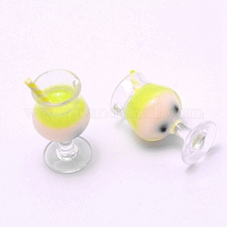 Harzanhänger, Imitation Lebensmittel, Kelch mit Bubble Tea/Boba Milk Tea, Gelb, 31~38x16 mm, Bohrung: 1.8 mm