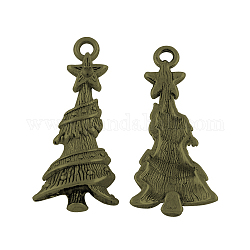 Сплавочные подвески тибетского стиля, без кадмия, без никеля и без свинца, рождественская елка, античная бронза, 30x14x5 мм, отверстие : 2 мм