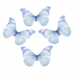 Decorazione artigianale di ali in tessuto di poliestere, per gioielli fai da te artigianato collana orecchino decorazione clip di capelli, farfalla ala, cielo azzurro, 32x43mm