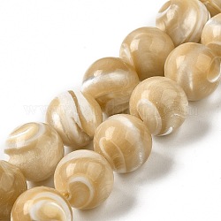 Fili di perline di conchiglia trochus naturale, tondo, Burlywood, 14~14.5mm, Foro: 1.2 mm, circa 28pcs/filo, 15.20'' (38.6 cm)