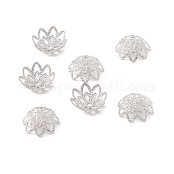 304 Edelstahl Perlenkappen, Multi-Blütenblatt, Blume, Edelstahl Farbe, 10.5x4 mm, Bohrung: 1.2 mm