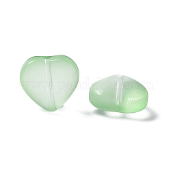 Perla de vidrio esmerilado electrochapado, corazón, verde claro, 10x10x5mm, agujero: 1 mm