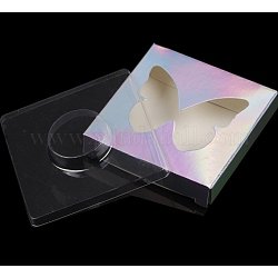 Faltschachteln aus Papier, leere Wimpernverpackung, mit klarem Herzfenster, Viereck, Farbig, 7.2x7.2x1.2 cm