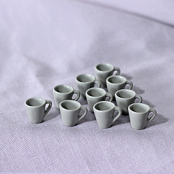Ornements miniatures de tasse de thé en résine, accessoires de maison de poupée de jardin paysager micro, faire semblant de décorations d'accessoires, grises , 16x13mm, 10 pcs / Set.
