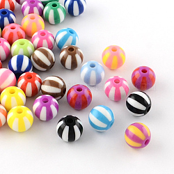 Bande de perles en acrylique opaque, ronde, couleur mixte, 16x15mm, Trou: 3mm