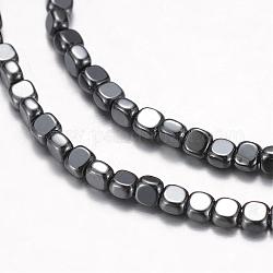 Chapelets de perles en hématite sans magnétique, carrée, grises , 3x3x2mm, Trou: 1mm, Environ 150 pcs/chapelet, 16.1 pouce