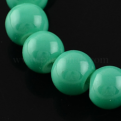 Painted Glass Beads Strands, Round, MediumSea Green, 8mm, Hole: 1mm, about 104pcs/strand
