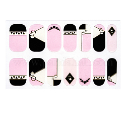 Cubierta completa nombre pegatinas de uñas, autoadhesivo, para decoraciones con puntas de uñas, rosa, 24x8mm, 14pcs / hoja