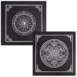 Creatcabin 2 tovaglia tarocchi in tessuto non tessuto stile 2 fogli per divinazione, tovaglia quadrata con tarocchi d'altare, nero, 490~500x490~500x0.3~0.5mm, 1 foglio/stile