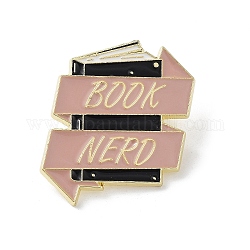 Alfileres de esmalte de libro, insignia de aleación dorada para ropa de mochila, marrón rosado, 29.5x26.5x1.5mm