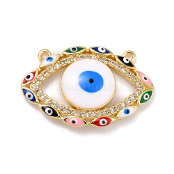 Brass Micro Pave Clear Cubic Zirconia Pendants, with Resin, Real 18K Gold Plated, Evil Eye, Colorful, 17x26x4mm, Hole: 1.2mm