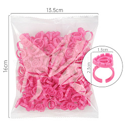 Plastic Heart Tattoo Ink Ring Cups, Permanent Makeup Pigment Ring Palette for Nail Art Eyelash Extension, Camellia, 2.3x1.3cm, 100Pcs/bag