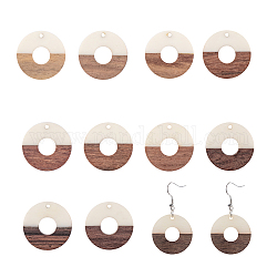 Подвески из смолы и дерева ornaland, пончик / пи-диск, белые, 28x4 мм, отверстие : 1.5 мм, 10 шт / коробка