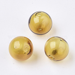 Handgemachten durchgebrannten Glasperlen, Runde, golden, 16x16 mm, Bohrung: 1~2 mm