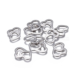 201 Stainless Steel Filigree Joins Links, Heart, Stainless Steel Color, 20.5x16x1.7mm