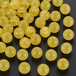 Имитации акриловых шариков желе, круглые, желтые, 8x7.5 мм, отверстие : 1.8 мм, Около 1745 шт / 500 г