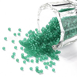 12/0 Grade A Round Glass Seed Beads, Transparent Frosted Style, Sea Green, 2x1.5mm, Hole: 0.8mm, 30000pcs/bag