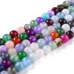 Natürliche weiße Jade Perlen, Runde, gefärbt, Mischfarbe, 6 mm, Bohrung: 1 mm, ca. 58~61 Stk. / Strang, 37.5~38.5 cm