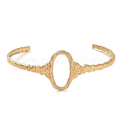 304 женский полый овальный браслет-манжета из нержавеющей стали, золотые, внутренний диаметр: 2-5/8 дюйм (6.8 см)