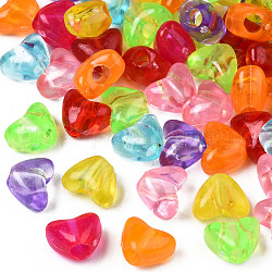 Perles en acrylique transparente, cœur, couleur mixte, 9x11.5x7.5mm, Trou: 3.5mm, environ 1385 pcs/500 g