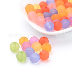 Mischfarbe matt runden transparenten Acryl-Perlen, Mischfarbe, 10 mm, Bohrung: 2 mm