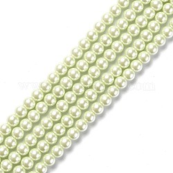 Umweltfreundliche runde Perlenstränge aus gefärbtem Glasperlen, Klasse A, Baumwollkordel Gewinde, Honigmelone, 6 mm, Bohrung: 0.7~1.1 mm, ca. 72 Stk. / Strang, 15 Zoll