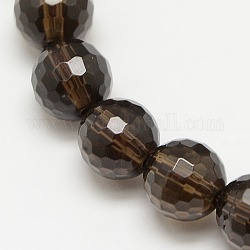Chapelets de perles de quartz fumé, facetté (128 facettes), ronde, cristal synthétique, teints et chauffée, 12mm, Trou: 1.5mm