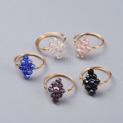 Anillos de cristal transparente hechos a mano al por mayor para
