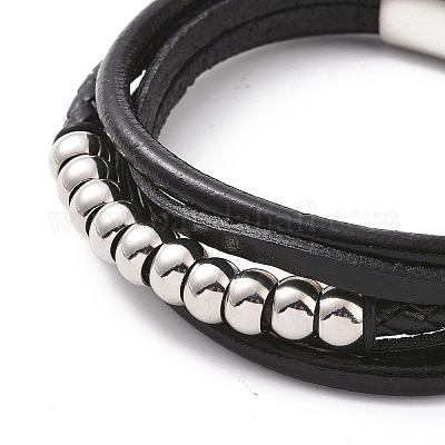 LV unisex leather bracelet with magnetic clasp