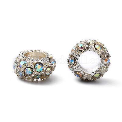 Wholesale Crystal AB Rhinestone European Alloy Beads Fit Charm Bracelets To  Make Jewelry 