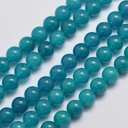 Chapelets de perles en jade de malaisie naturelle et teinte G-A146-8mm-A24-1