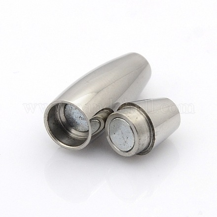 304 Stainless Steel Smooth Surface Magnetic Clasps with Glue-in Ends Fit 4mm Cords STAS-O042-B-08-1