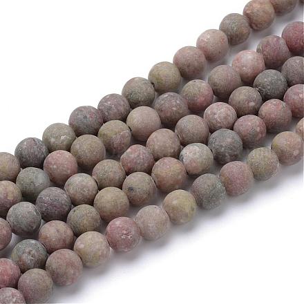Natural Unakite Stone Round Beads Strands G-T055-6mm-27-1
