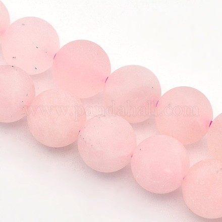 Frosted Round Natural Rose Quartz Beads Strands G-E302-102-10mm-1