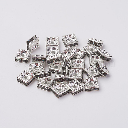 Abalorios de latón Diamante de imitación espaciador RB-A013-6x6-12S-1