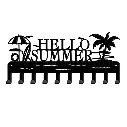 Mot bonjour modèle d'été cintres à crochets muraux en fer HJEW-WH0018-041-1