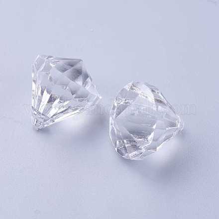 透明なクリアアクリルのダイヤモンドのペンダント  多面カット  約26mm長  23 mm幅  穴：3mm X-DB26x23mmC01-1