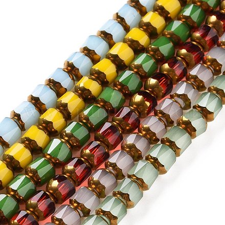 Electroplated Glass Beads Strands GLAA-P003-C-1