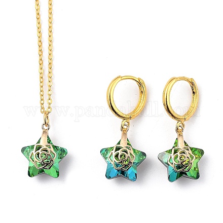 Electroplate Star Glass Jewelry Sets SJEW-JS01120-03-1