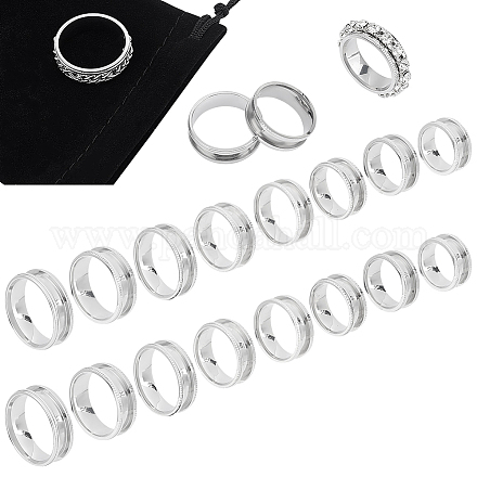 UNICRAFTALE 24pcs 8 Sizes Stainless Steel Grooved Finger Ring Blank Core Finger Rings Wide Band Empty Ring for Inlay Ring Jewelry Making Gift Size 5-14 Stainless Steel Color STAS-UN0041-45-1