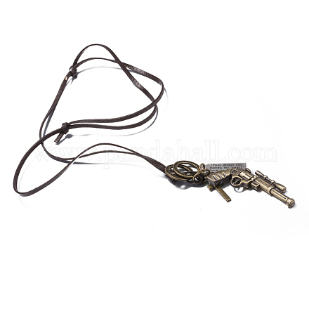 Регулируемые мужские подвески из цинкового сплава и ожерелья лариат с кожаным шнуром NJEW-BB16008-B-1