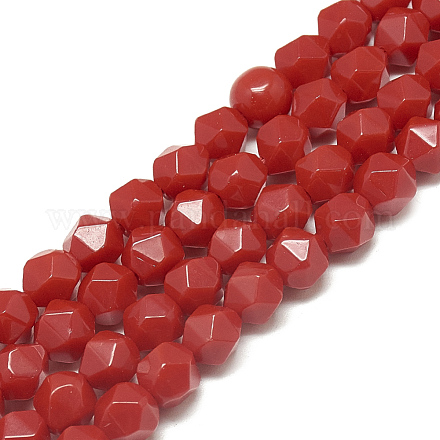 Brins de perles de jade rouge synthétique G-S300-88-6mm-1